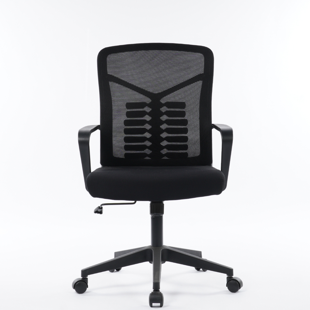 ARTIC mid-back black mesh office chair with fixed armrests front view on white background